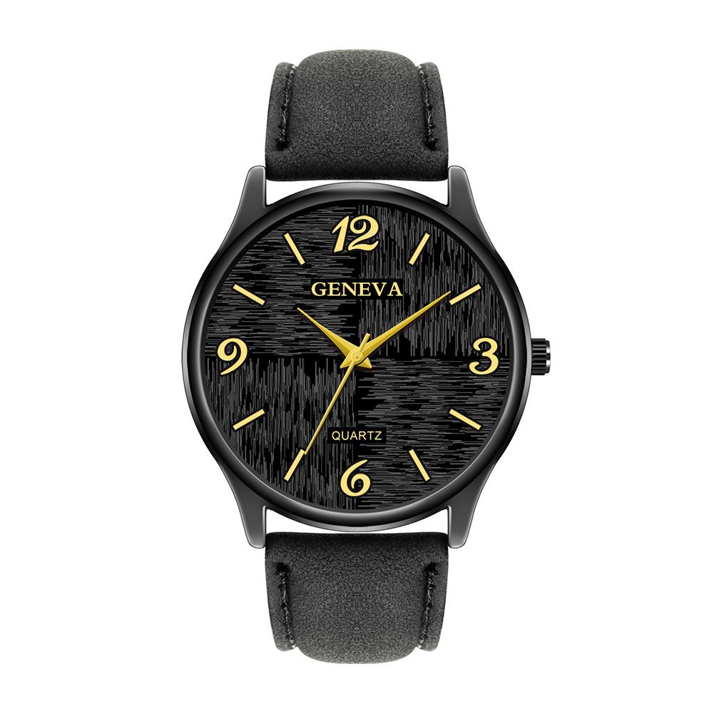Men Student Fashion Leather Band Quartz Wrist Watch