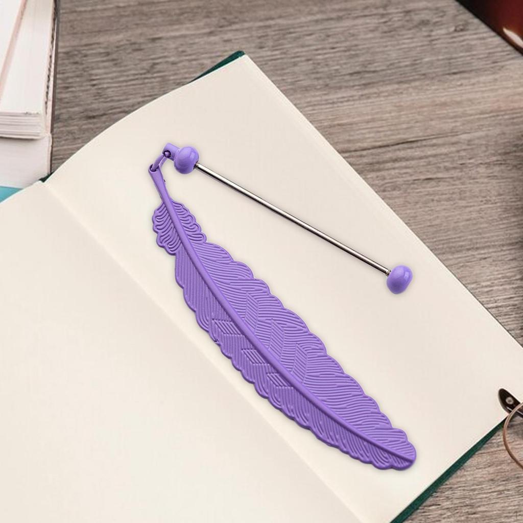 Metal Feather Bookmark, DIY Beadable Hook Book Marker for Kids, Adults