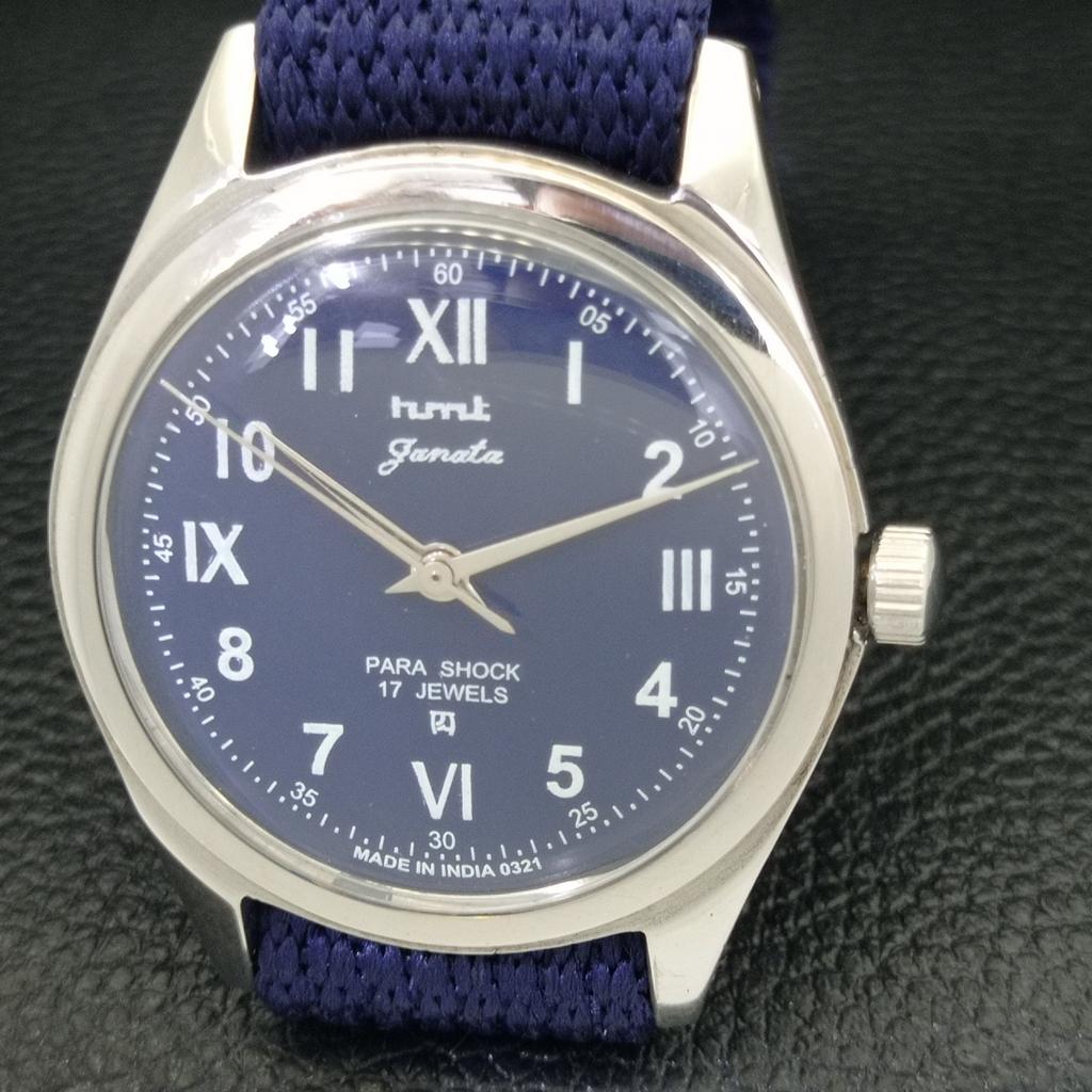 USED MENS HMT JANATA HAND-WINDING INDIAN BLUE COLOR DIAL WATCH a432773-2 R113-a432773