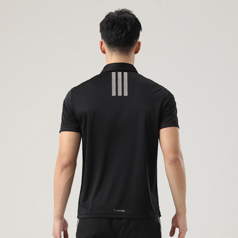 adidas Golf Three Stripes Logo Casual Breathable Quick-Dry Short Sleeve Polo Shirt Men Tops Black KD7255