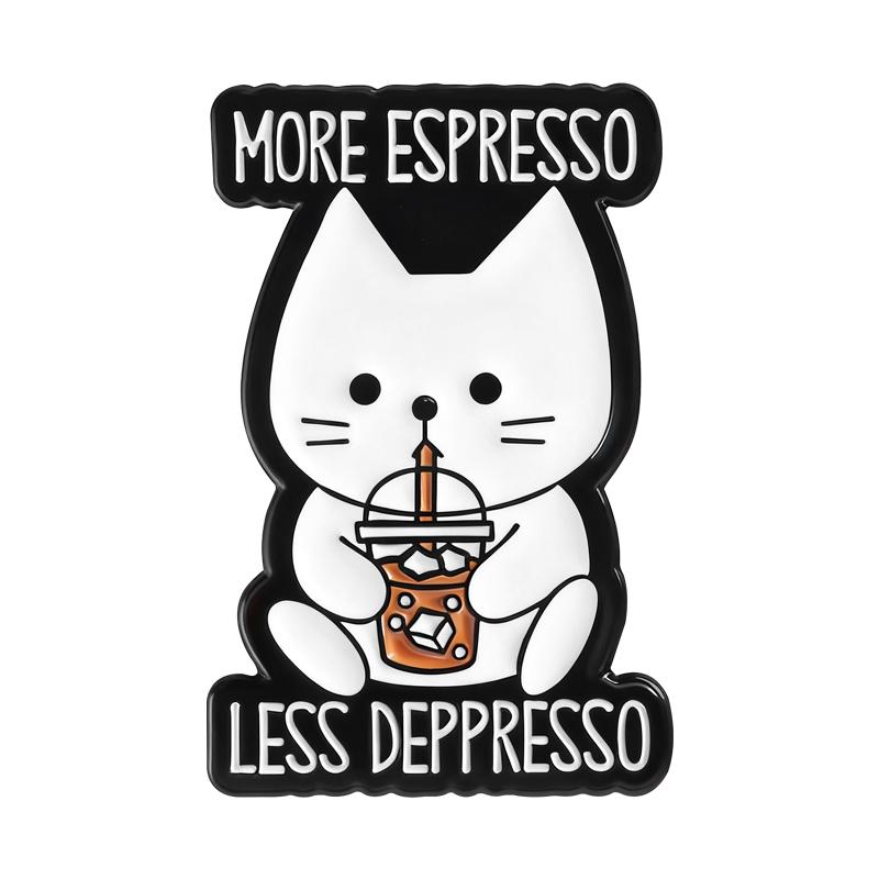 

Рамен Вино Кофе Кошки Эмалевые Значки Мурчи Больше Беспокойся Меньше Броши Значки на Лацкан Мультяшные Украшения с Животными Подарок для Детей Друзей