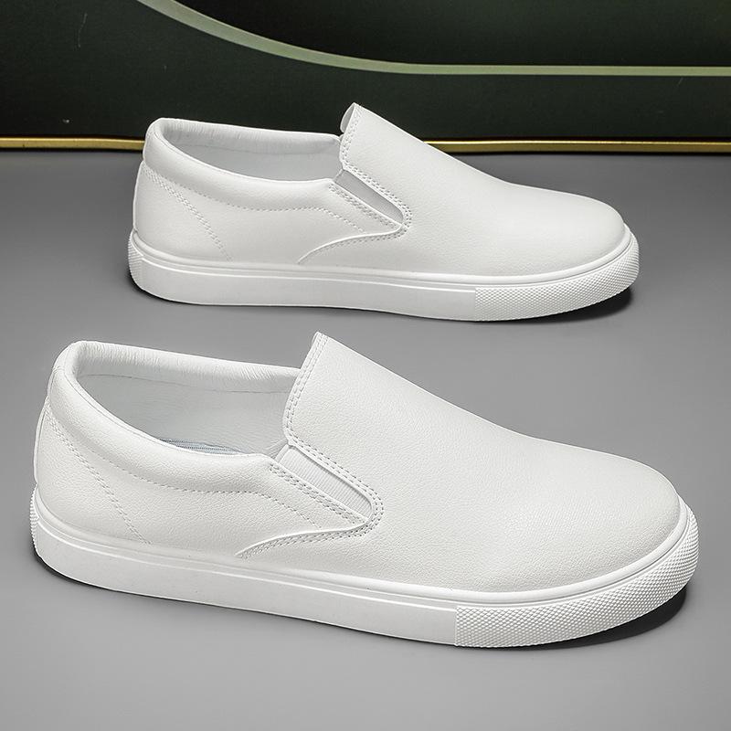 Men's Plus Size Summer Breathable White Leather Casual Sports Shoes