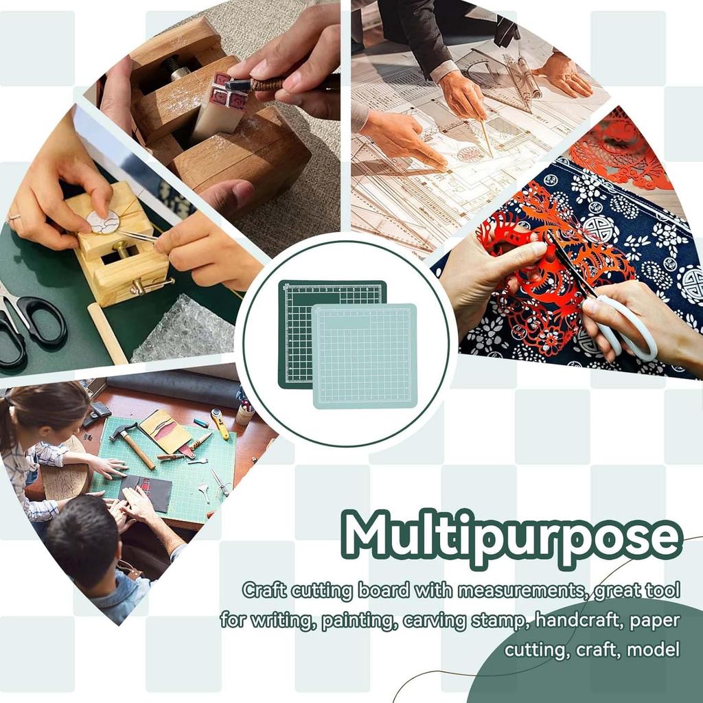 2pcs Mini Cutting Pad, Self Healing Craft Mat Small Sewing Cutting Mat Rotary Fabric Mat Non Slip 8x8cm Mini Cut Board for Scrapbooking Quilting