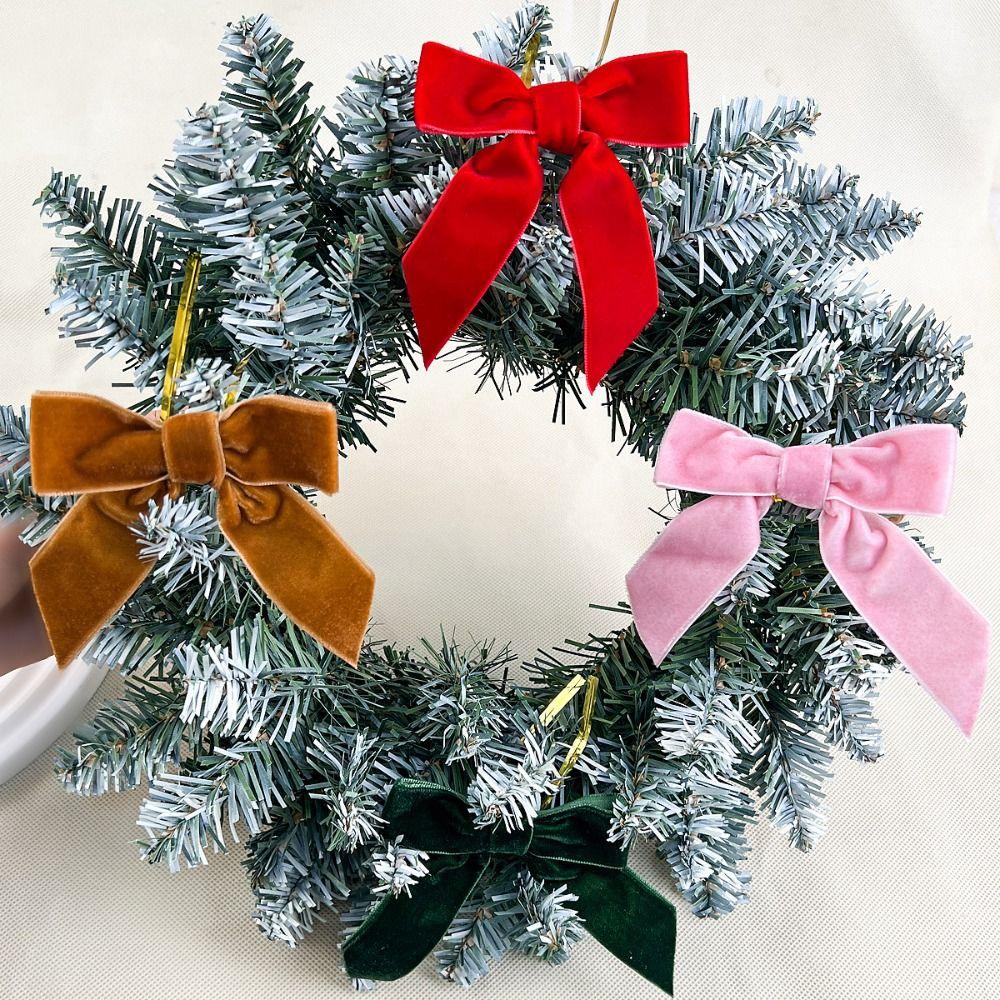 12pcs/set New Vintage Christmas Tree Bows Red DIY Wreath Bow Usage Versatile Christmas Tree Decoration Christmas Gift