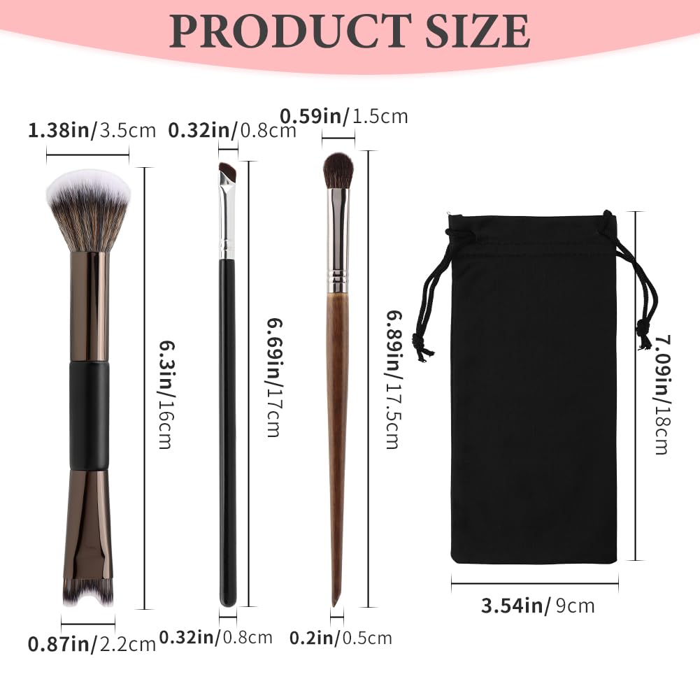 3Pcs Nose Contour Brushes,2-In-1 U-Shaped Brush and Eyeshadow Brushes & Angled Tilt Brush,Make-up Brushes Set for Nose-Sculpting and Defining,for