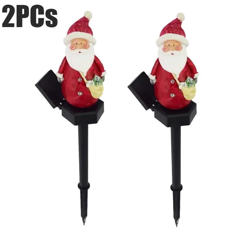 Pathway Christmas LED Solar Lights Outdoor Waterproof Lawn Stake Lamp for Garden Decoration Yard Home Holiday Santa Claus