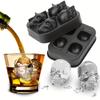 Creative 3D Skull Mold Ice Cube Tray For Freezer Whisky Skull Ice Ball Maker BPA Free Ice Trays Easy Release For Drinks Cocktail