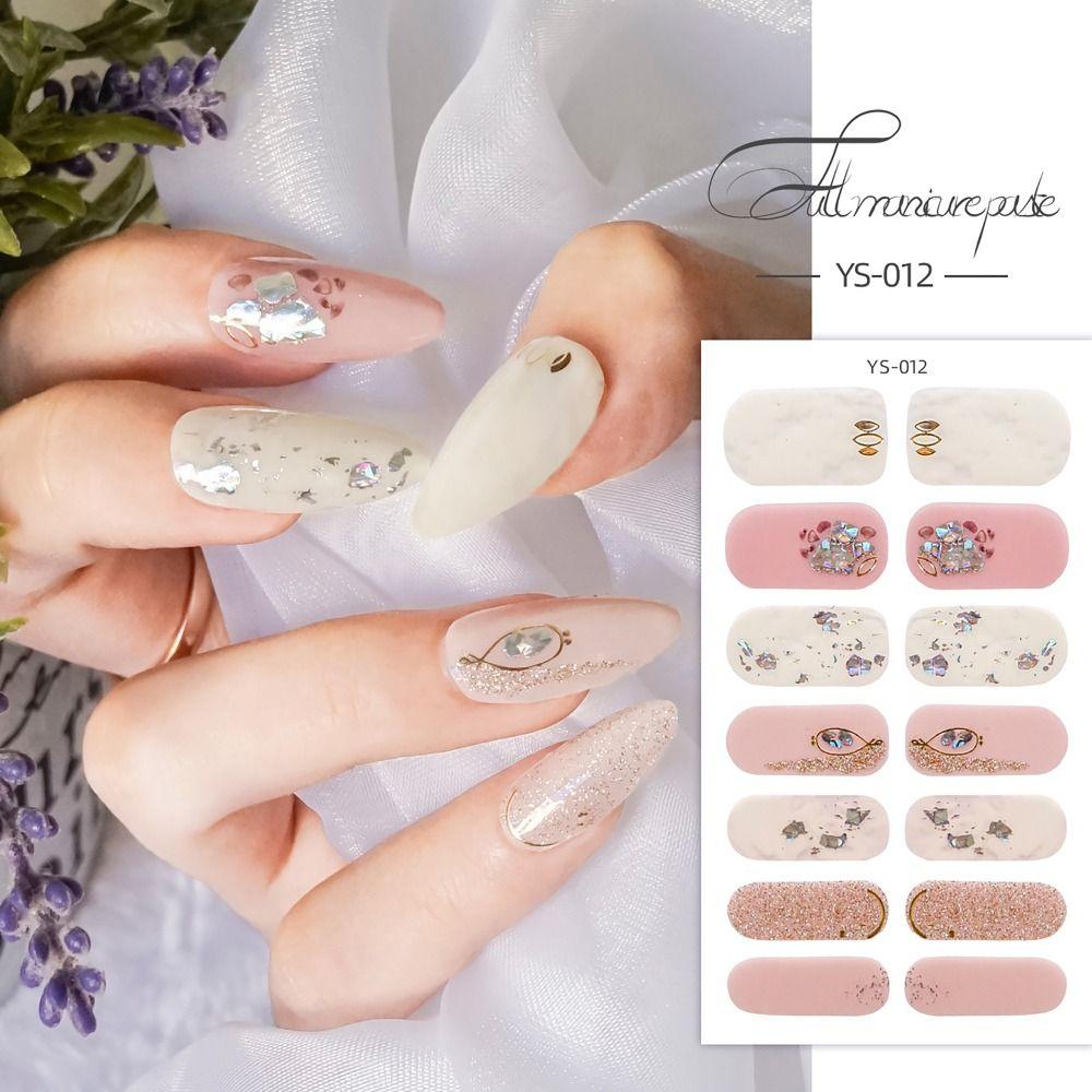 French Nail Art Semi Cured Gel Nail Stickers Glittering Nail Art Stickers  DIY NAil Art Making