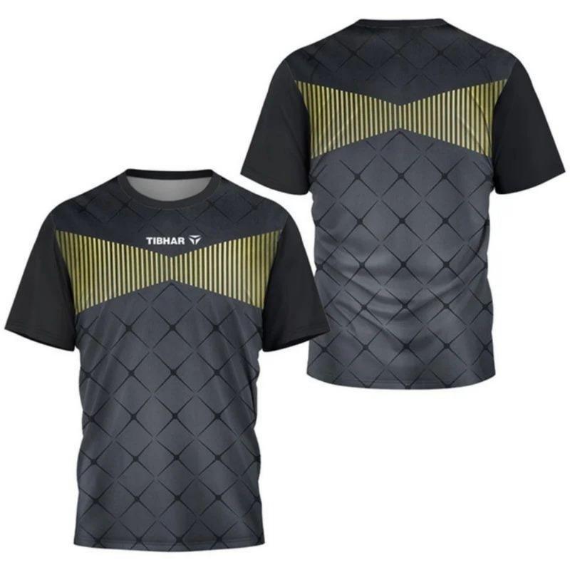 New fashionable men's outdoor sports table tennis short sleeved top lightweight breathable quick drying men's tennis T-shirt