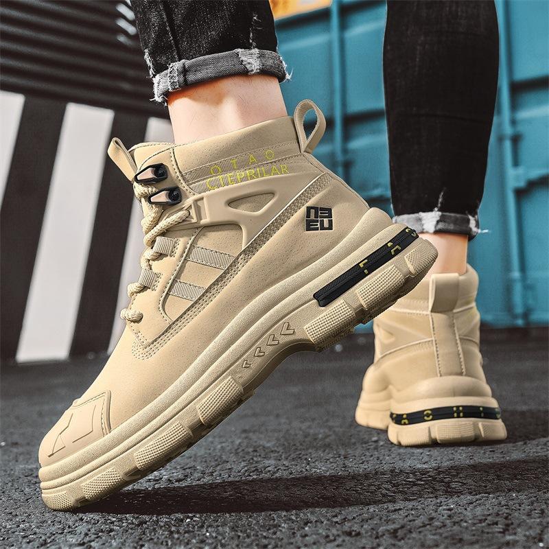 Autumn new thick-soled Martin boots men's high-top trendy British style short boots medium-top tooling boots men's outdoor boots