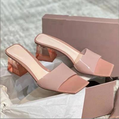Damen Temperament Sandalen 2024 Sommer Neue Mode Französisch Lässig Einfach Dicke Ferse Offene Zehen Damen Quadratköpfige Hausschuhe