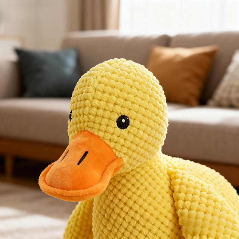 Quacking Duck Dog Toy Durable Chew Resistant Plush for Aggressive Chewers Squeaky Boredom Relief & Teeth Cleaning Toy for Small
