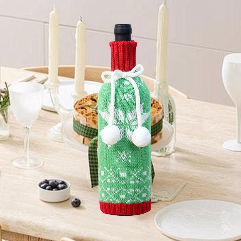 3Pack Knitted Wine Bottle Covers for Holiday Parties Suitable for Adding Festive Touch to Christmas and Seasonal Gatherings