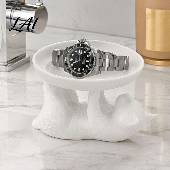 Cat Shape Ring Holder Jewelry Storage Rack Shape Anti-Falling Holder Durable Tray Resin Anti-Slip Space-Saving Organizer for Home Bathroom Bedroom