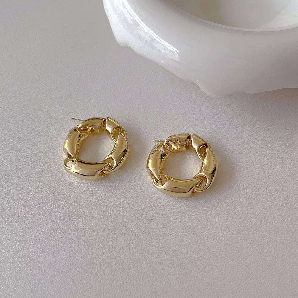 

Two-Way French Retro Minimalist Metal Chain Stud Earrings for Women золотой
