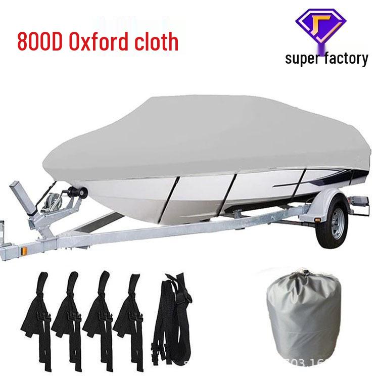 

800D Grey UV-Protected Waterproof V-Hull Yacht Boat Cover 11-13FT