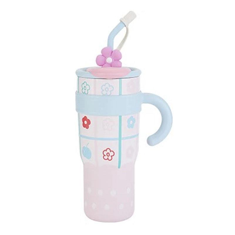 Cute Cartoon Insulated Travel Mug With Handle For Office And Outdoor Use