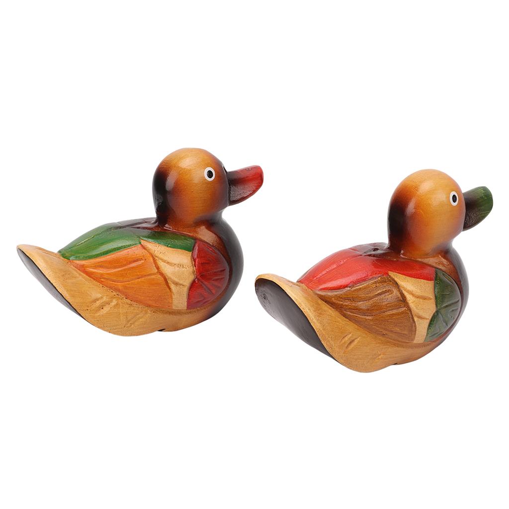 Wooden Mandarin Duck Statues Hand Painted Color Lasting Safe Paint Garden Bird Statue for Home Yard