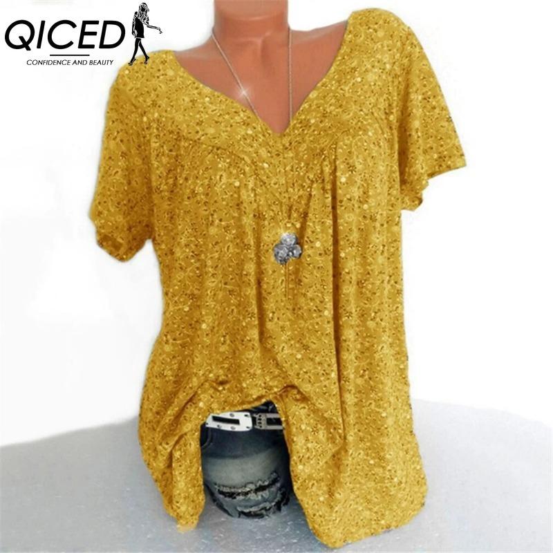 QICED Dame Mote Casual Kortermet V-hals Bluser & Skjorter