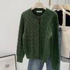 Green Knit Cardigan Sweater Coat - Women's High-End Korean Style Outerwear for Spring and Autumn