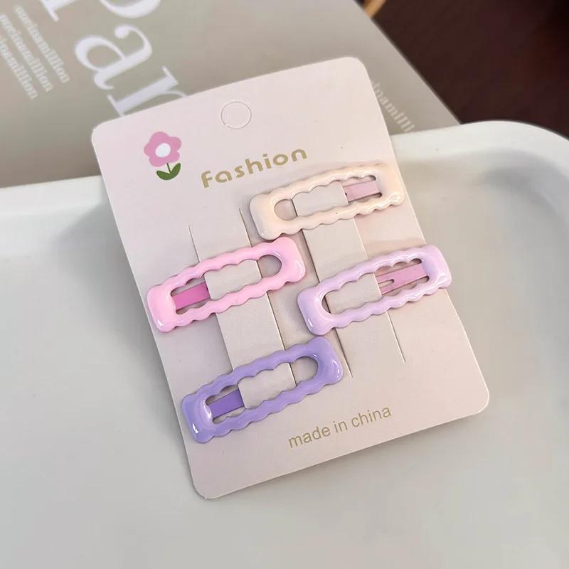 3/4pcs  Frosted Simple Hair Clips for Girls Star Oval Triangle Square Hair Clips Kids Snap Hair Clips Pentagram BB Clip