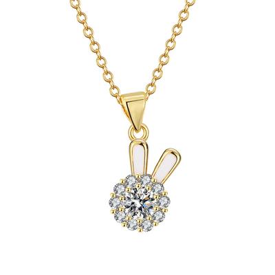 Super Flash Rotatable Rabbit Necklace Trendy Light Luxury Niche Design Sweet Versatile Collarbone Chain