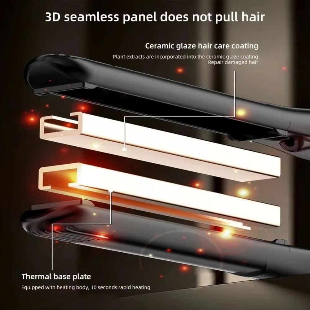 Auto Power-off 2 In 1 Hair Straightener Non-slip Handle Home Hair Curler  Travel