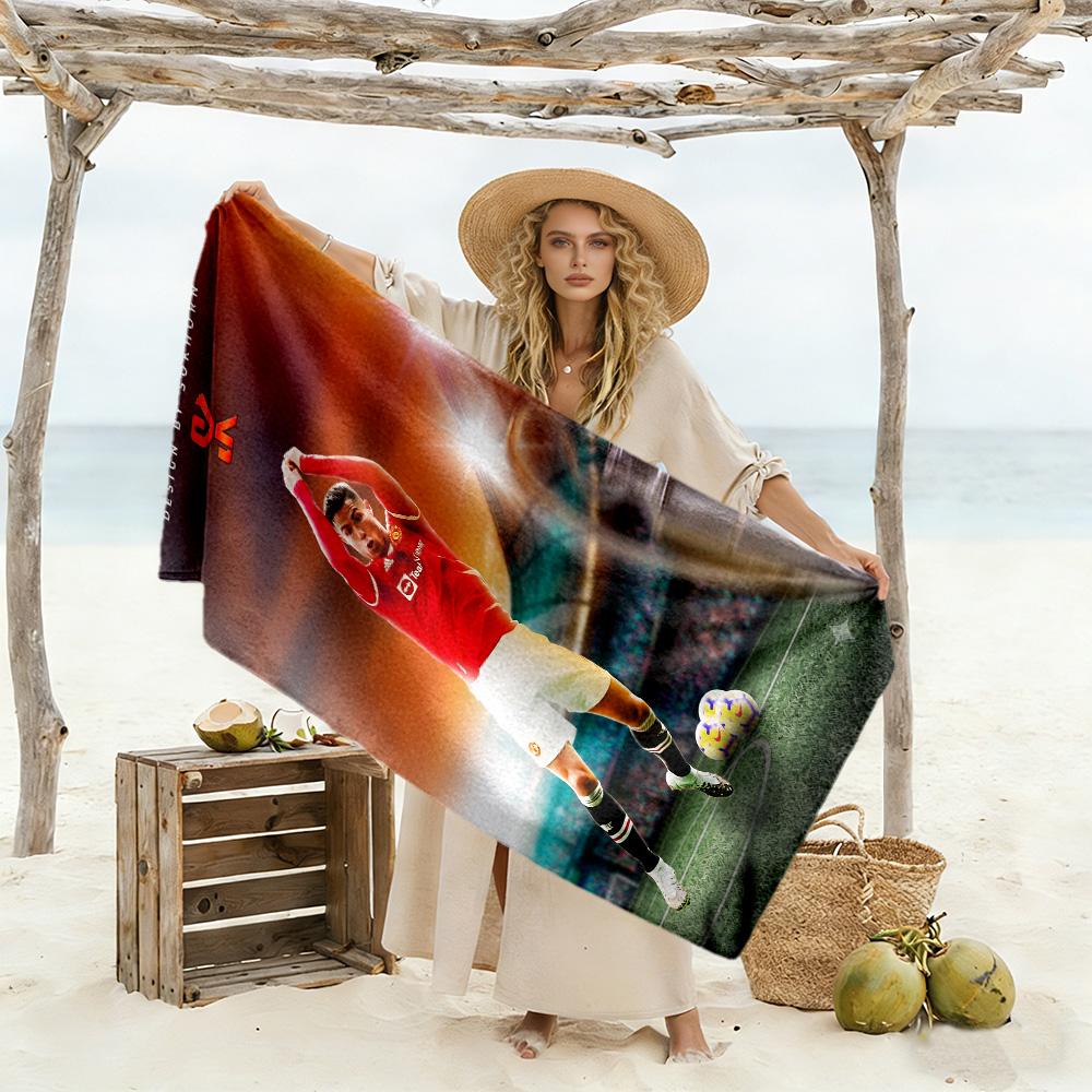 Soccer Player Celebration Beach Towel High Absorbency & Quick-Dry Comfortable Lightweight