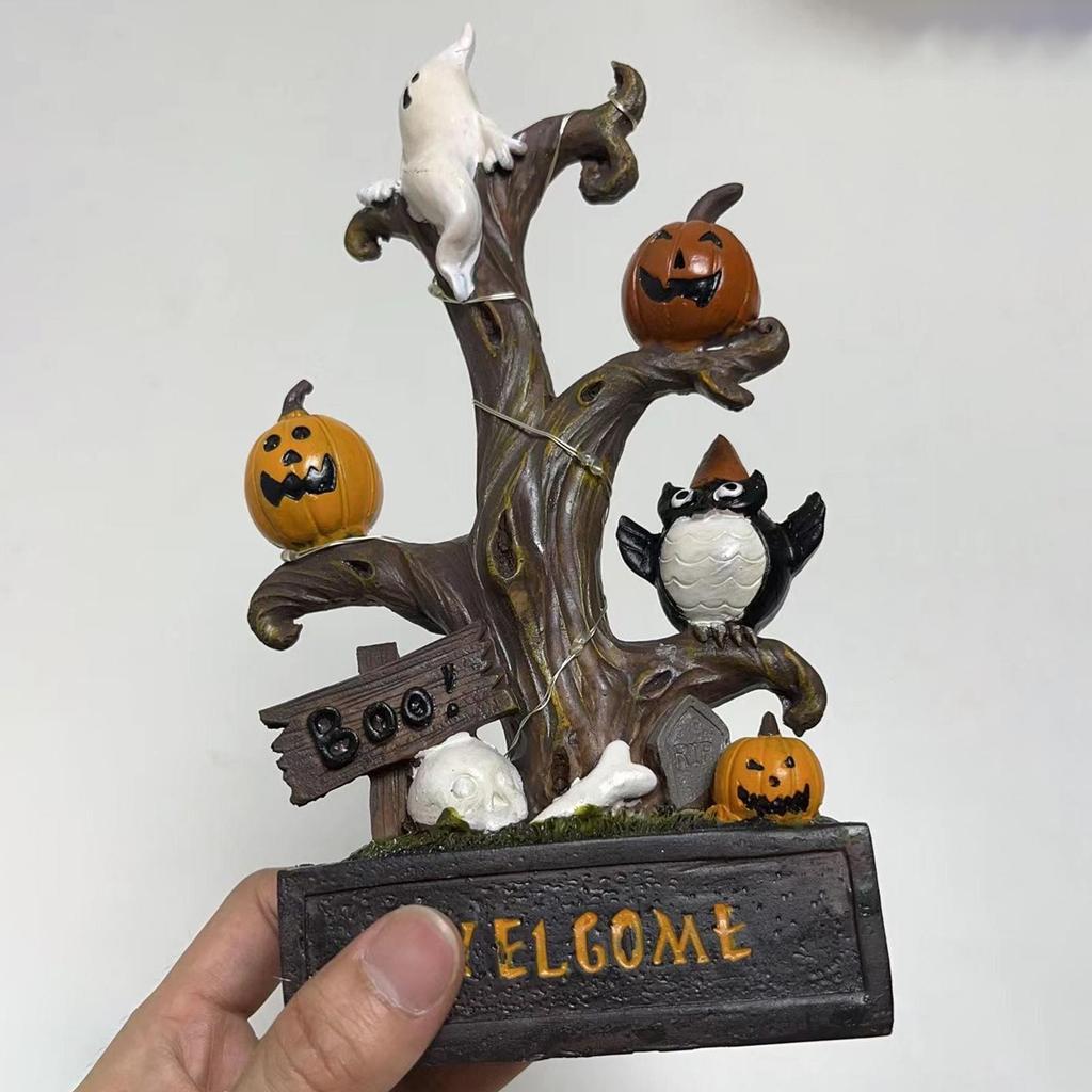 Haunted Hollow Welcome Tree, The Friendly Fright That Greets You Right! Light Up Resin Scene Prop Collectible Ornaments