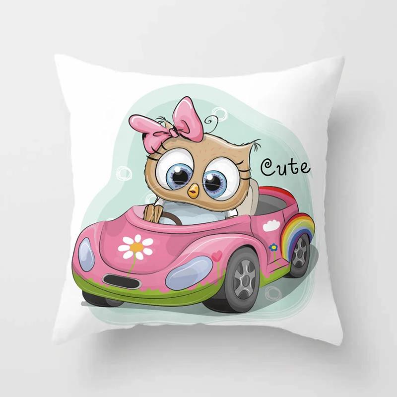 Декоративные подушки с изображением совы и животного, наволочка из полиэстера, наволочка, подушка 45*45, украшение для дивана, наволочка 16x16Inch