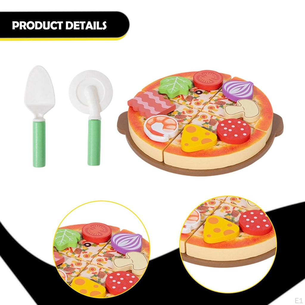 Pizza Set, Play Kitchen Accessories, Role-playing, Color Learning, Realistic Serving Toy,