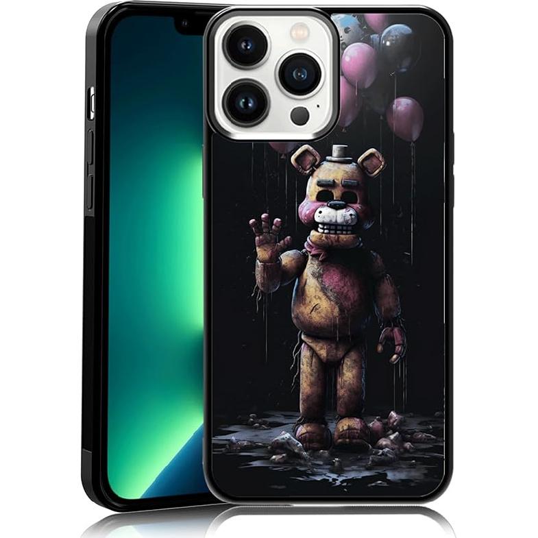 Black Cute FNAF Phone Case Fit for iPhone XR, TPU Shockproof Protective iPhone Case Horror Five Nights Video Game Phone Cover Gift for Boy Girl Men