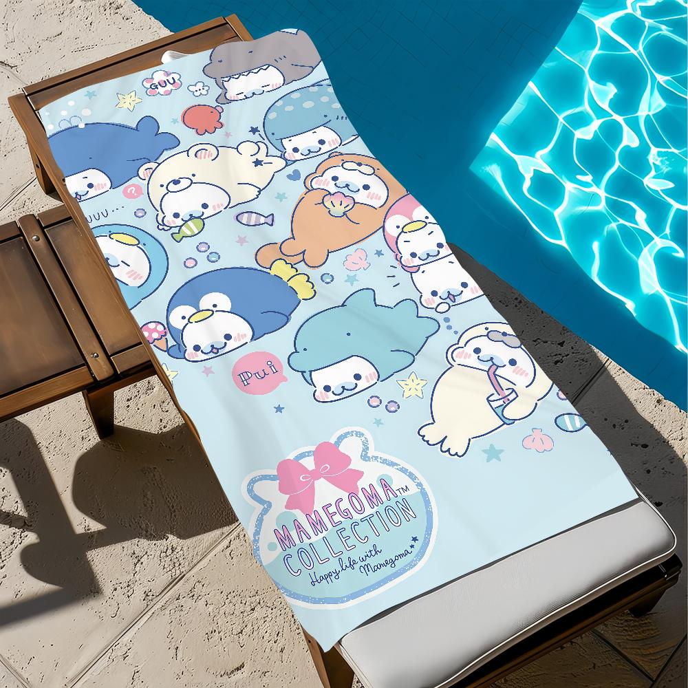 Kawaii Cartoon M-Mamegoma-a Towel Large Quick-Drying Microfiber soft Beach Towel for Travel Fitness Sauna Bathing Camping