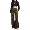 Retro Leopard Print Wide-Leg Jeans für Damen im Frühling und Herbst High Street Locker Gerade Hose Lässige Bodenlange Hose