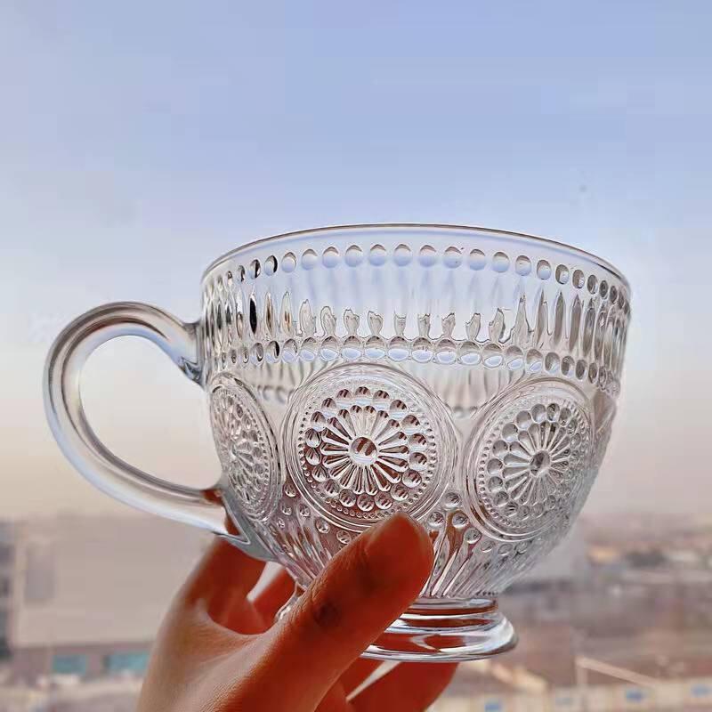 Embossed Cup Breakfast Retro Glass