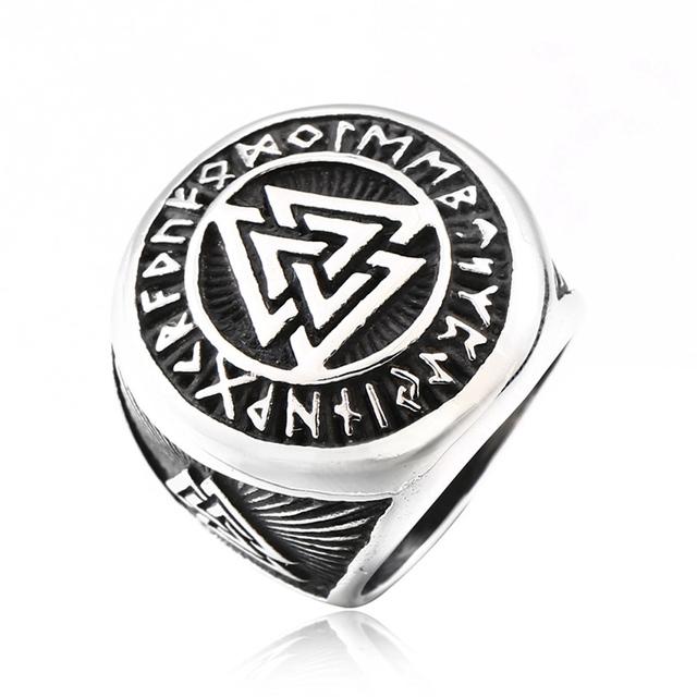 Viking Compass Ring For Men Norse Rune Stainless Steel Biker Jewelry Punk Fashion Gift Ring Size 7-13