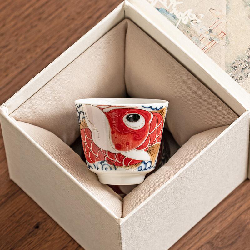 Fu teacup small cup household hospitality tea cup Chinese kung fu tea set ceramic master  single cup