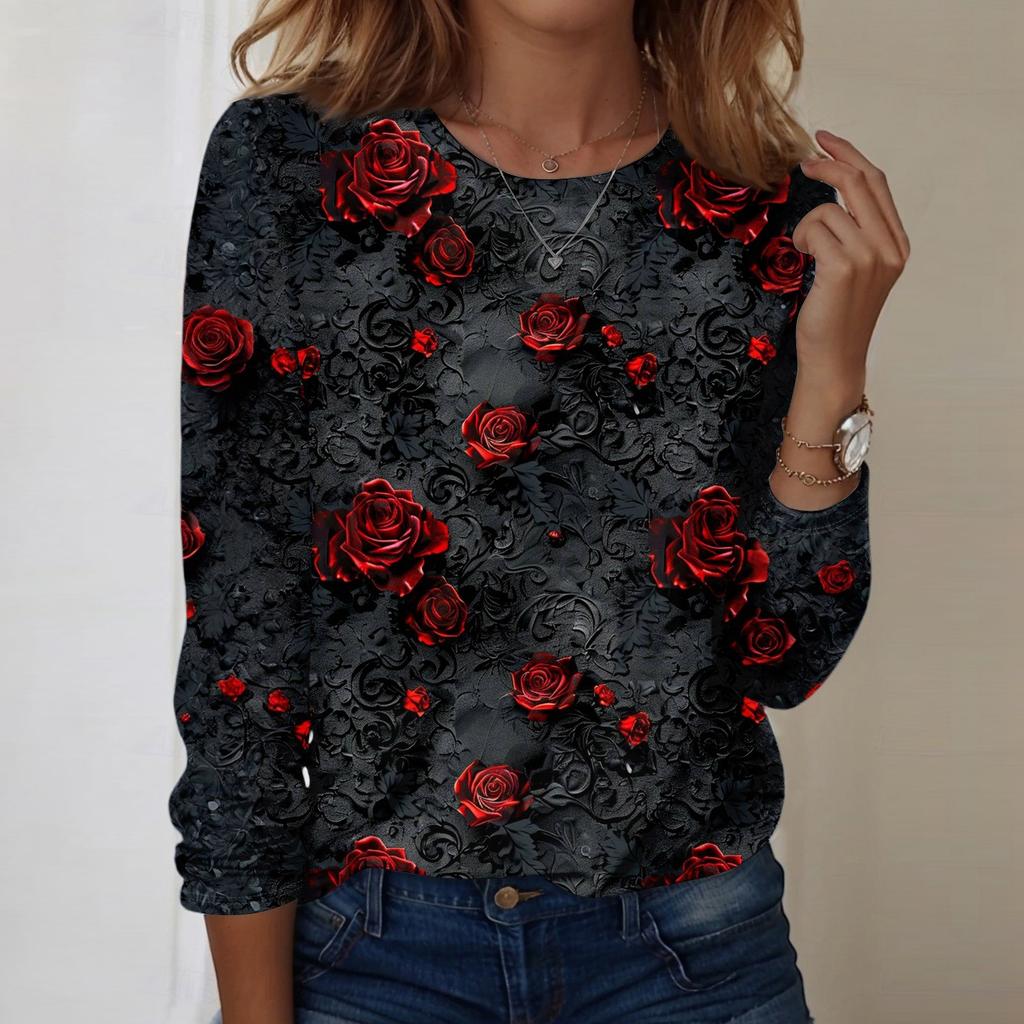 Women's Halloween Printed Round-neck Loose Long-sleeved Top