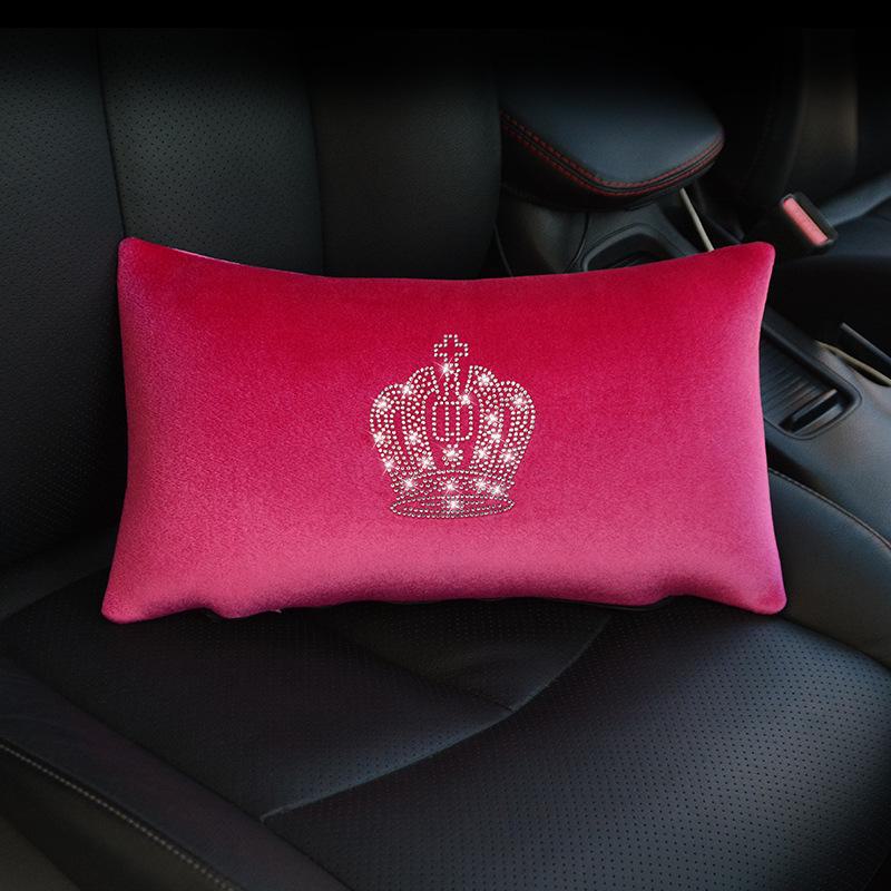 Diamond Car Headrest Pillow and Waist Cushion Set with Neck Pillow - Car Interior Comfort Kit