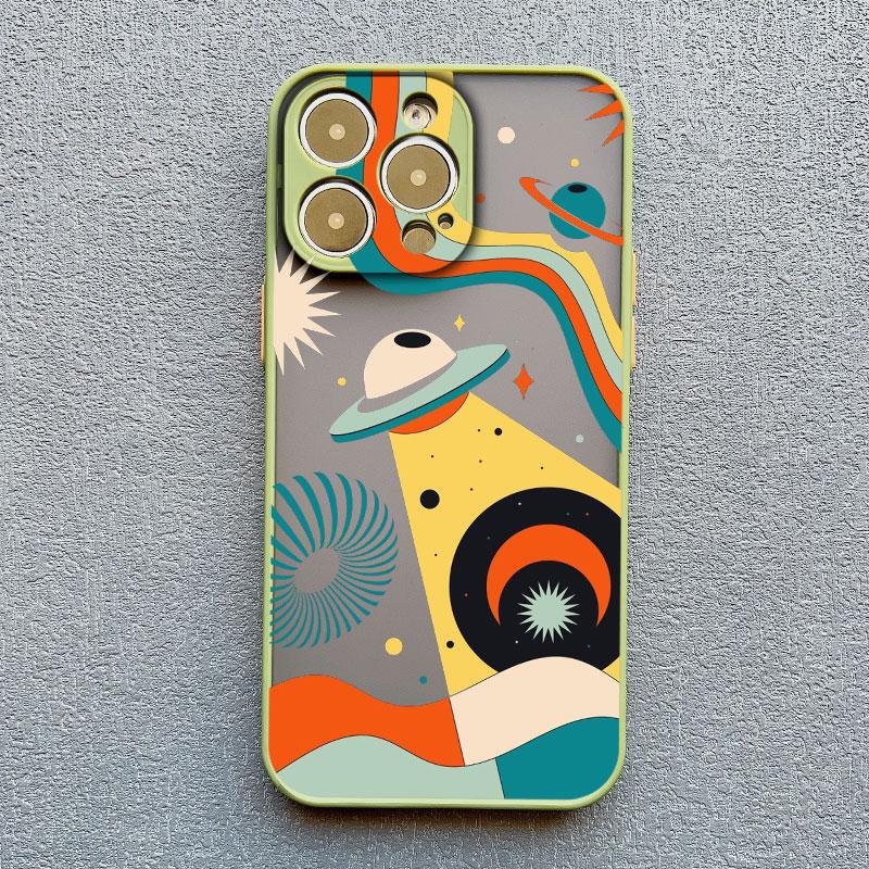 Cute Spaceman Cartoon Spacecraft Phone Case For iPhone 13 11 Pro Max Mini 15 14 12 Pro Max XS XR XS Shockproof Back Cover Bumper