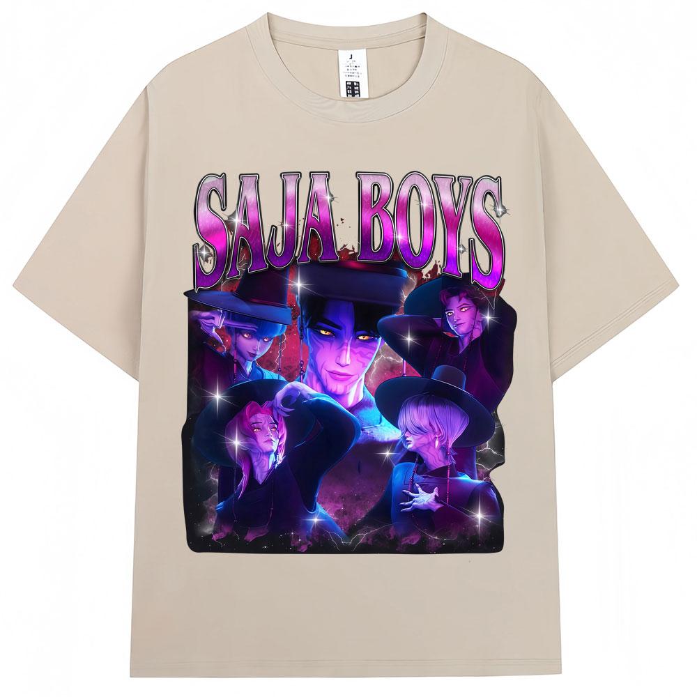 Žhavé Anime KPop Lovci démonů Saja Chlapecká trička Harajuku Vintage Manga Pánská Dámská trička Volná Bavlněná Ležérní Trička Streetwear
