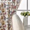 1 Stück Halbverdunkelnde Baumwolle Leinen Bedruckter Vorhang Retro Landhausstil Quastenvorhang für Kleine Fenster Balkon Schlafzimmer Wohnzimmer Heimdeko