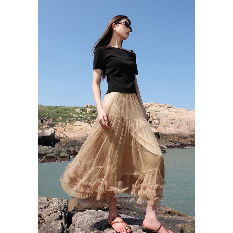 Sancai Plus Size High-Waist Pleated A-Line Long Skirt