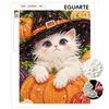 Frameless Pearl Painting Kit Cute Cat Witch Hat Pumpkin DIY Shiny Bead Canvas Creative Craft for Adults Home Decor