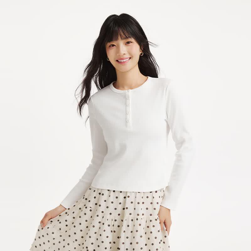Hotwind Women's Henley Long Sleeve T-shirt