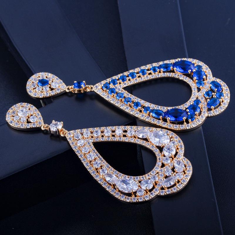 E0253 Exaggerated Women'S Ear Jewelry Full Of Zircon Earrings, Needle Multi-Color Optional