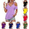 Women's Casual Fashion  Round Neck Off-Shoulder Short Sleeve T-Shirt
