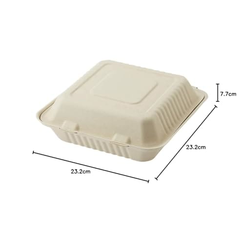 Shimojima Heiko Eco Bamboo Food Pack Paper Plates with Dividers, BFD3-22, 20-count, 004491011, 22.8 X 22.8 X 7.6 Cm (with Dividers)