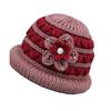 Winter Basin Hat Floral Design Soft Velvet Thermal Insulation Middle-Aged Elderly Women Knitting Hat Headwear