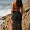 New Women's Style Solid-color Bikini Top with Slit Texture, Full-length Skirt for Sun Protection and Beach Wear Set